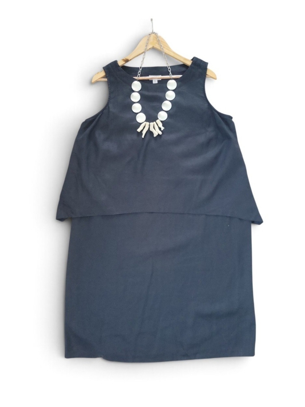 PureJill By JJill Black Linen Layered Tank Dress With Popover Detail